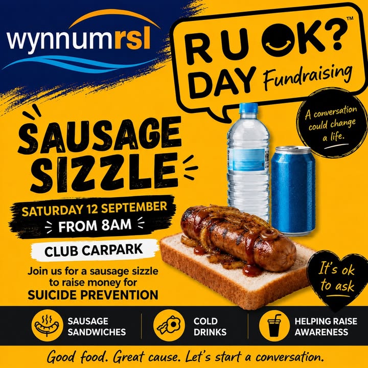 Featured image for “R U OK? Day Sausage Sizzle Fundraiser at Wynnum RSL”