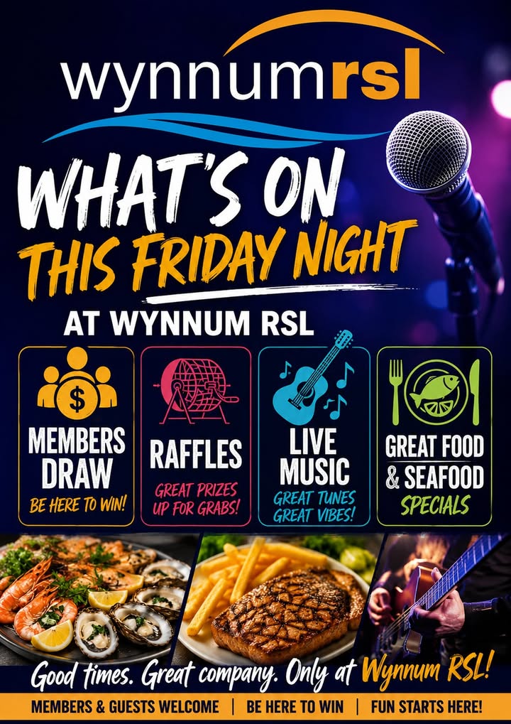 Featured image for “Live Music, Raffles & Seafood Specials This Friday at Wynnum RSL”