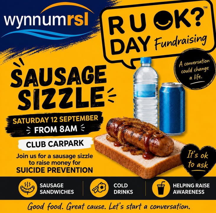 Featured image for “R U OK? Day Sausage Sizzle Fundraiser at Wynnum RSL”